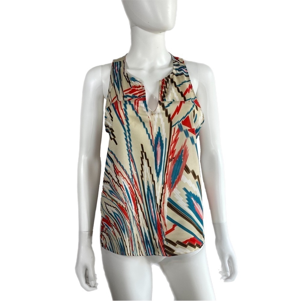 Allen B. Sleeveless Abstract Racer Back Shell